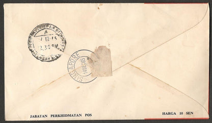(AOP) Malaysia 1966 3rd SEAP Games registered FDC SINGAPORE to India