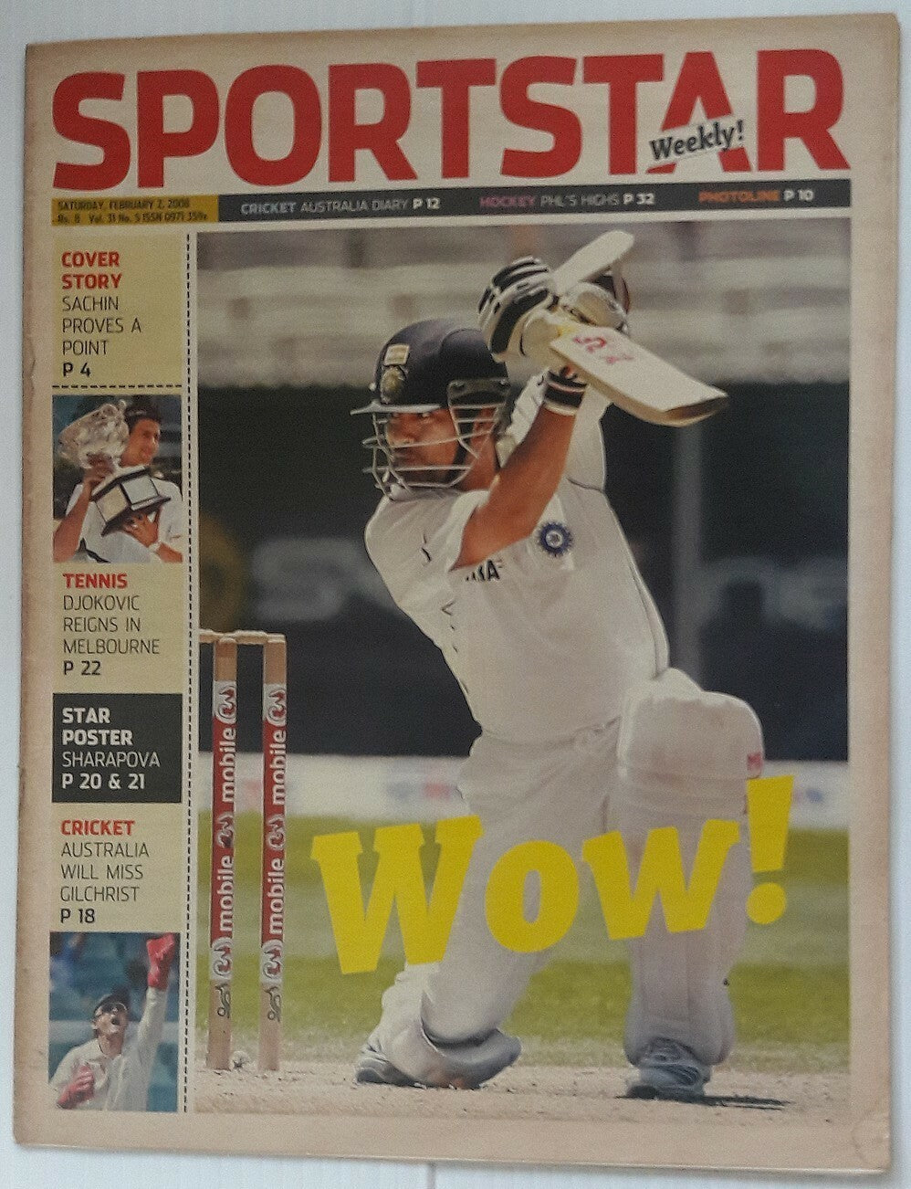 India Sportstar 2006-10 CRICKET cover issues 10” X 13” (5)