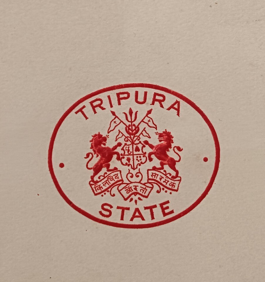 TRIPURA STATE India 1942 crested letter signed Bikram Kishore Manikya Deb Barman