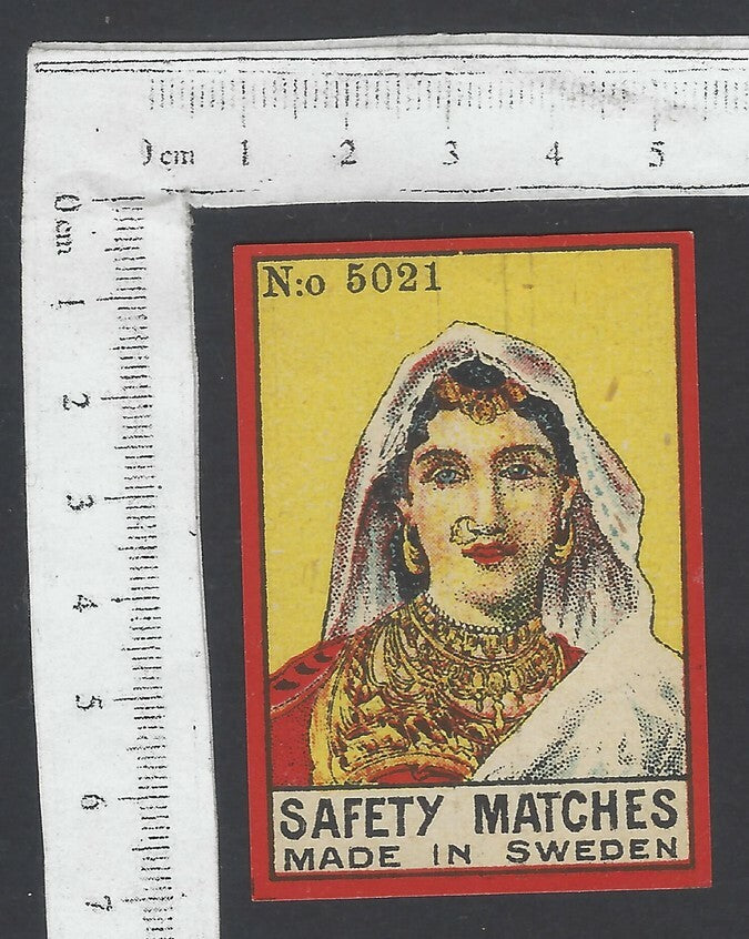 AOP India vintage matchbox label Indian Beauty Made in Sweden