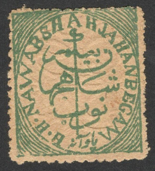 (AOP) India BHOPAL STATE 1884 1/4a blue green unused NGAI. SG 48 £275
