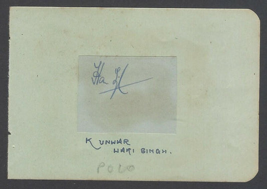 AOP India POLO Kunwar Hari Singh of Jodhpur signed piece on autograph book page