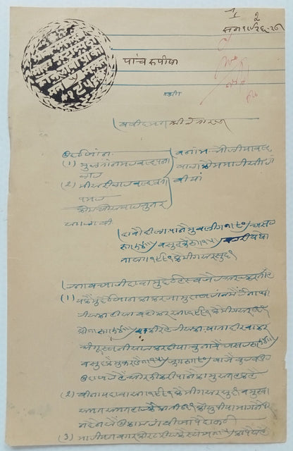(AOP) India Jodhpur State, Thikana LAMBIA 5R stamp paper