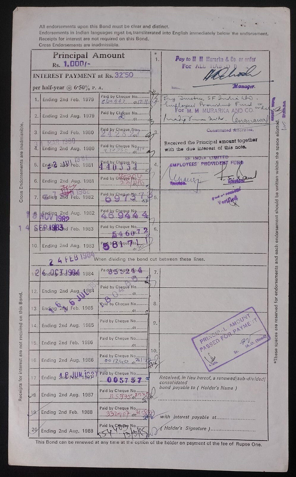 India West Bengal State Electricity Board 1984-8 BONDS upto 100000 (11)