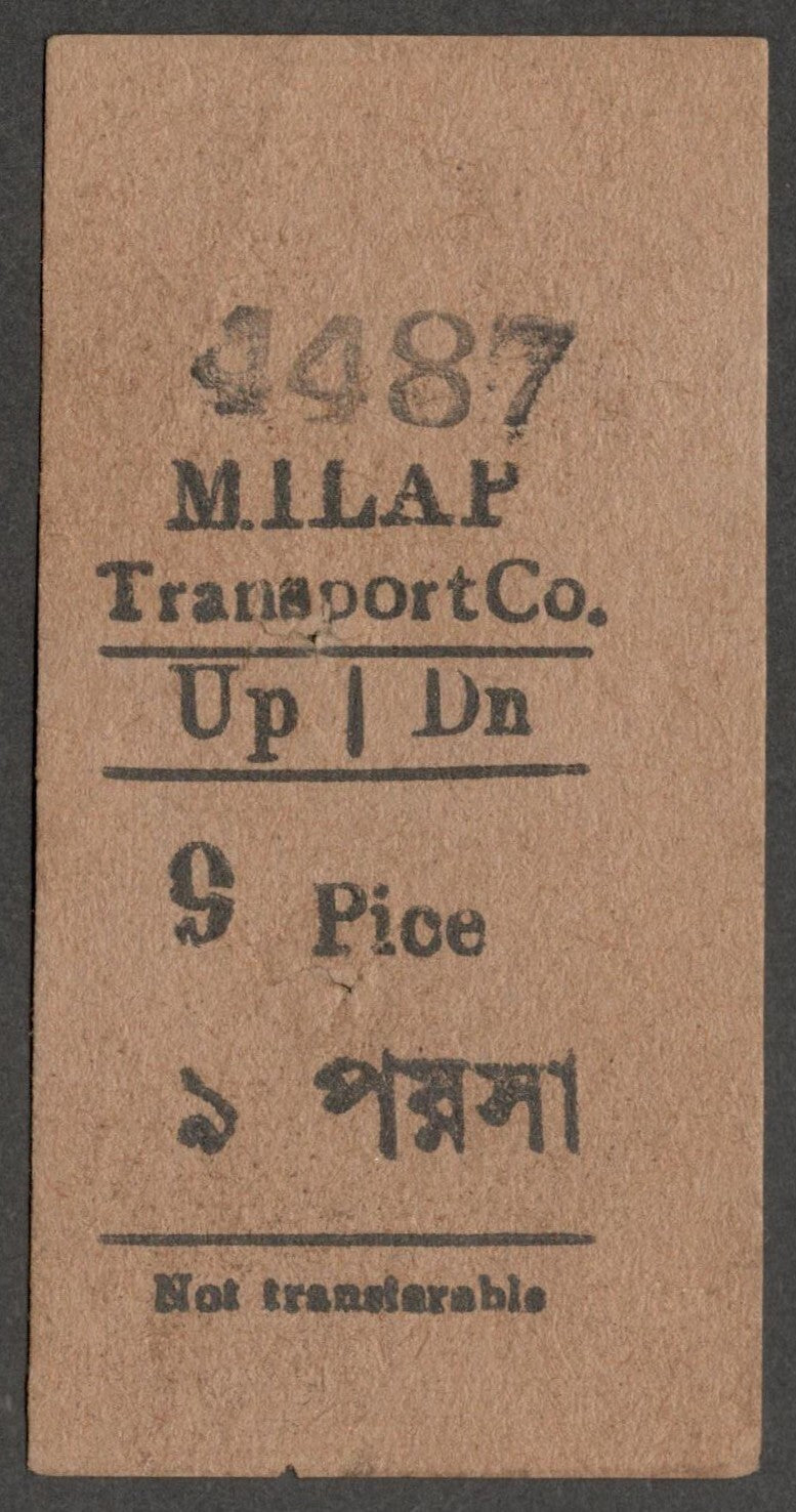 AOP India Milap Transport Co. 9 pice Bus ticket