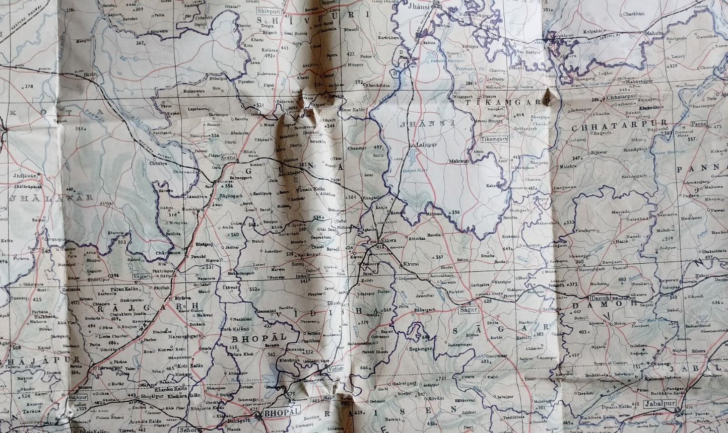 AOP India MADHYA PRADESH large detailed MAP 26x47 inches; 66x120cm