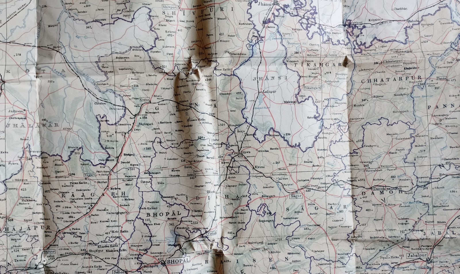 AOP India MADHYA PRADESH large detailed MAP 26x47 inches; 66x120cm
