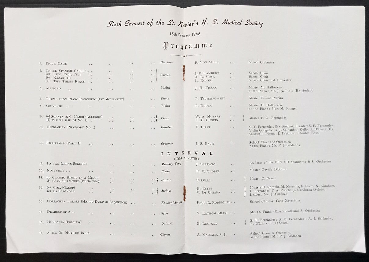 India MUSIC REVIEW ST. Xavier's School Musical Society Bombay 15th February 1948