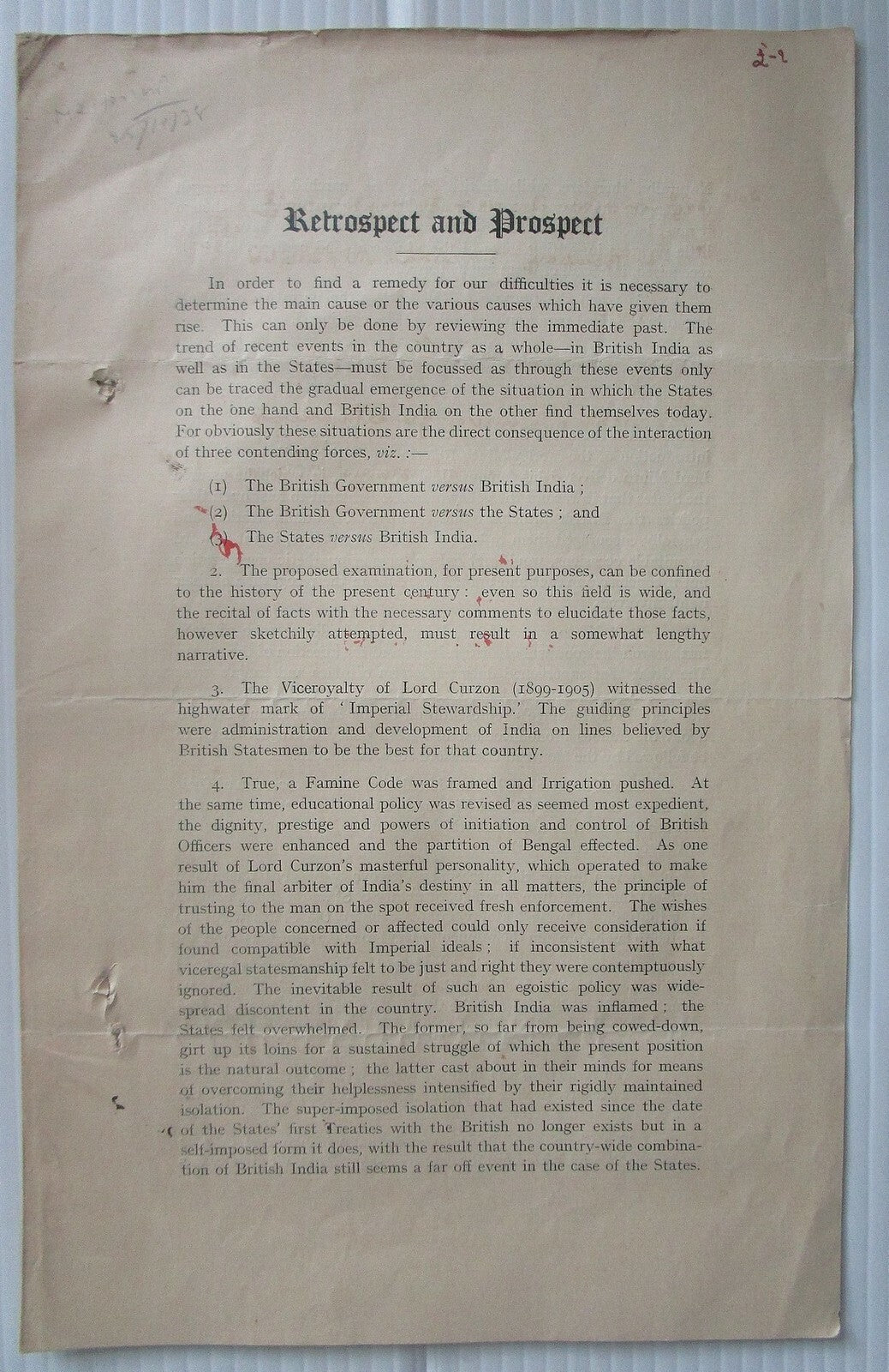 India Retrospect & Prospect a 1938 commentary on past & the future of the Nation
