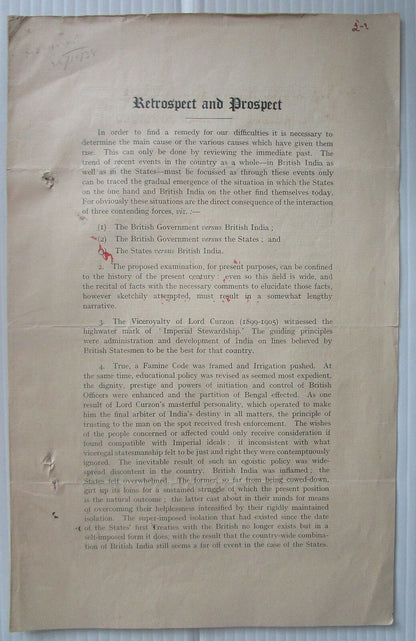 India Retrospect & Prospect a 1938 commentary on past & the future of the Nation