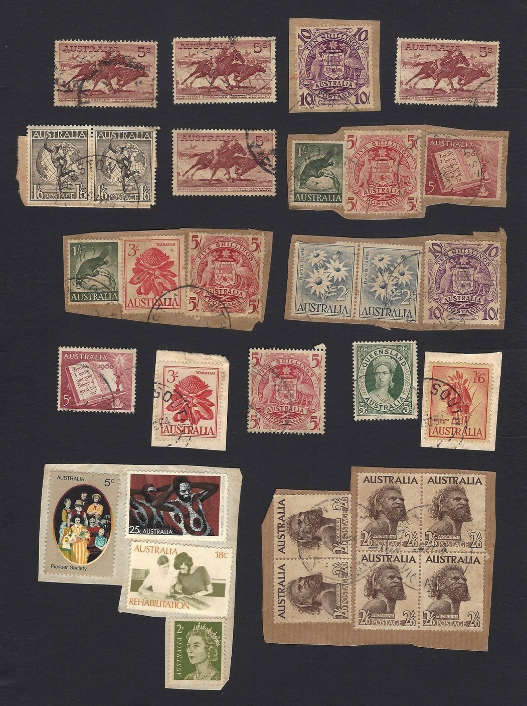 Australia mainly 1950s on paper higher values ex mail to India 50+
