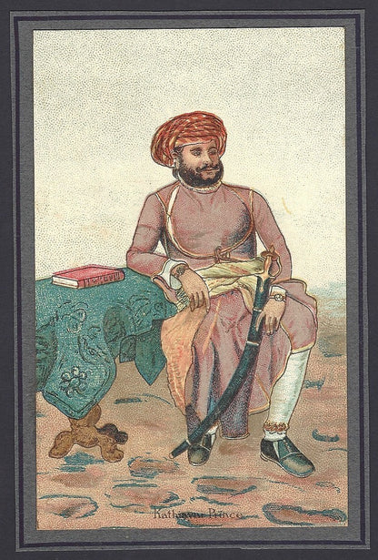 India mounted pre-1900 colour litho card KATHIAWAR PRINCE