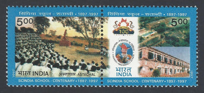 AOP India # 1576 1997 Centenary of Scindia School, Gwalior se-tenant pair MNH
