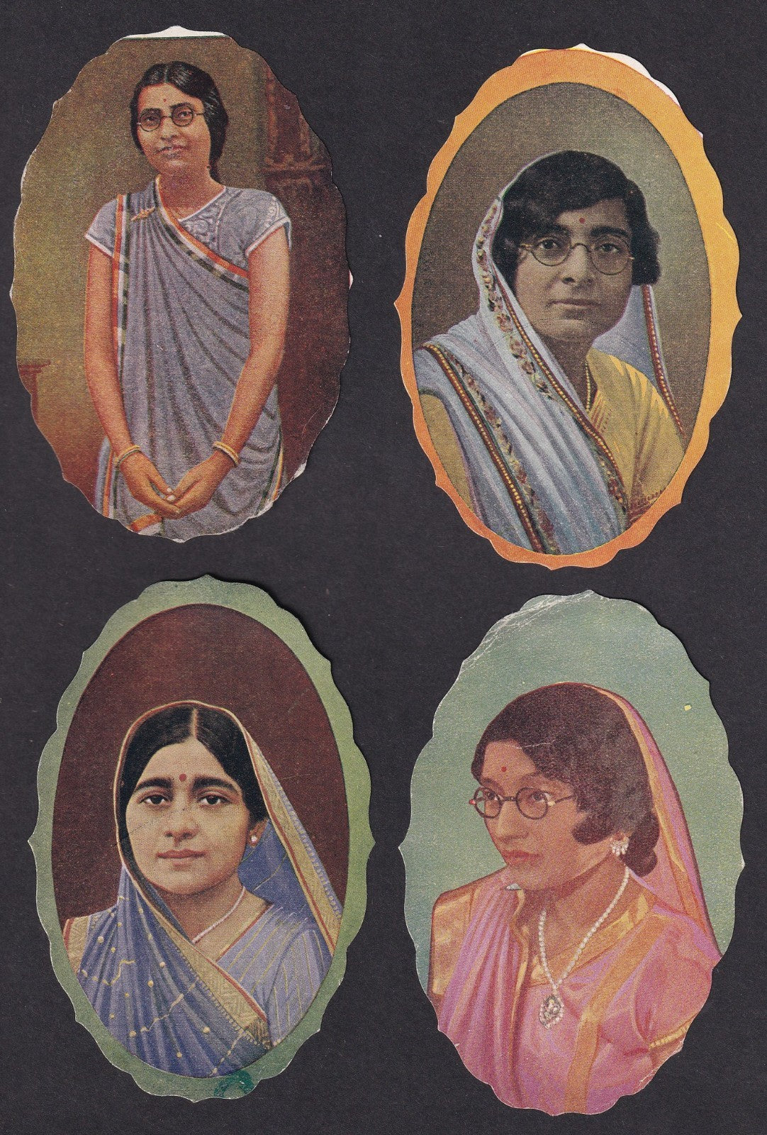 India 1940s patriotic textile labels depicting Women Freedom Fighters (19 diff)