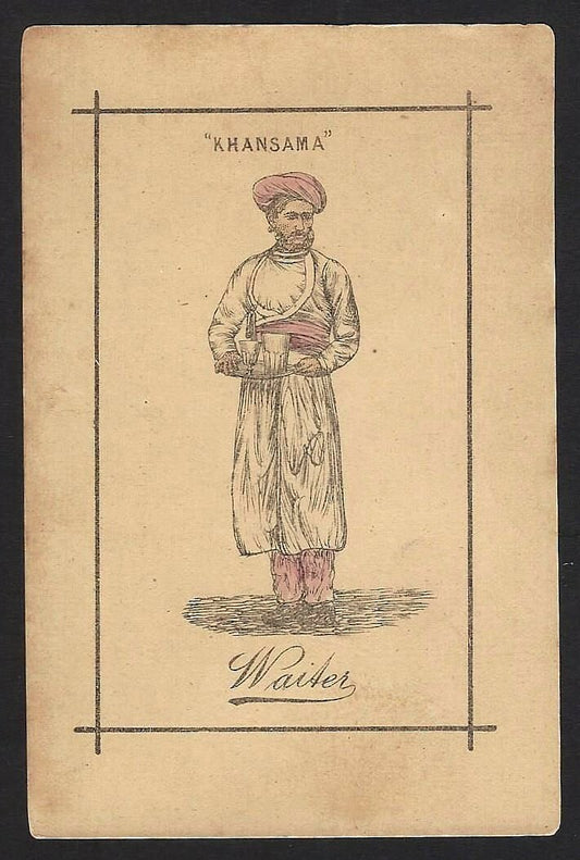 India vintage small card Khansamma – Waiter