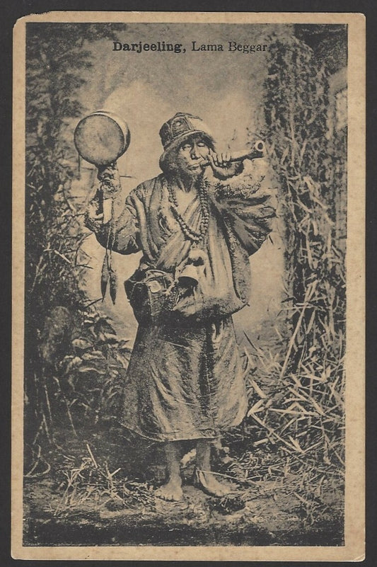 India Tibetian Lama Beggar vintage postcard