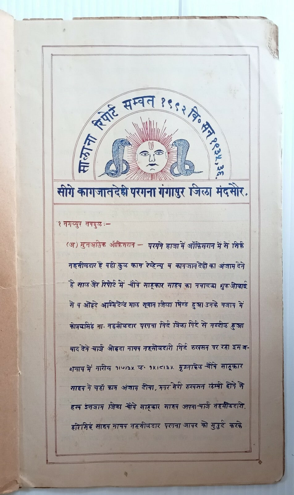 AOP India Gwalior State Mandsaur HANDRAWN Annual Report 1935-36  23 leaves