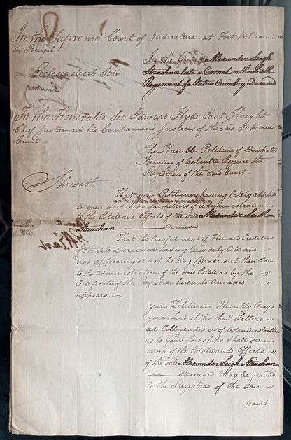 India King George IIII 1818 Fort William, Calcutta 3 page document