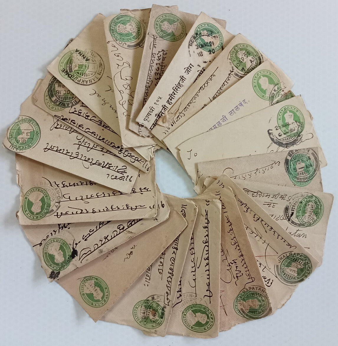 AOP India KGV 1/2a green envelopes x 100 selected for condition WHOLESALE
