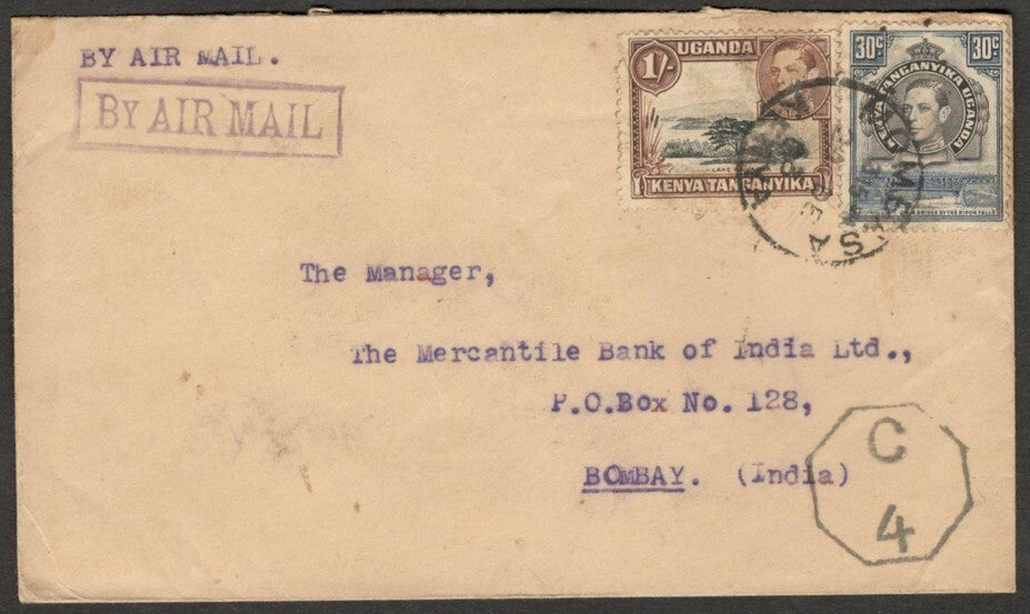 AOP KUT Kenya Uganda Tanganyika 1943 censoer cover to India
