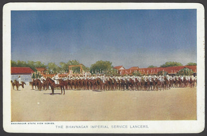 India Bhavnagar State Bhavnagar Imperial Service Lancers View Card with crest