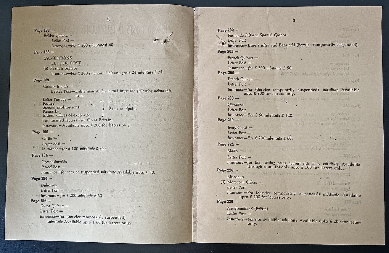 India POSTAL NOTICE No. 8 5th May 1947 Insured Letter Services + CIRCULAR No. 7