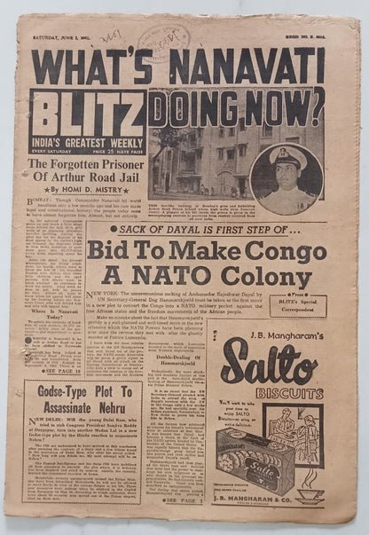 AOP India BLITZ 3 June 1961 BID TO MAKE CONGO A NATO COLONY (R )