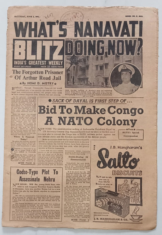 AOP India BLITZ 3 June 1961 BID TO MAKE CONGO A NATO COLONY (R )