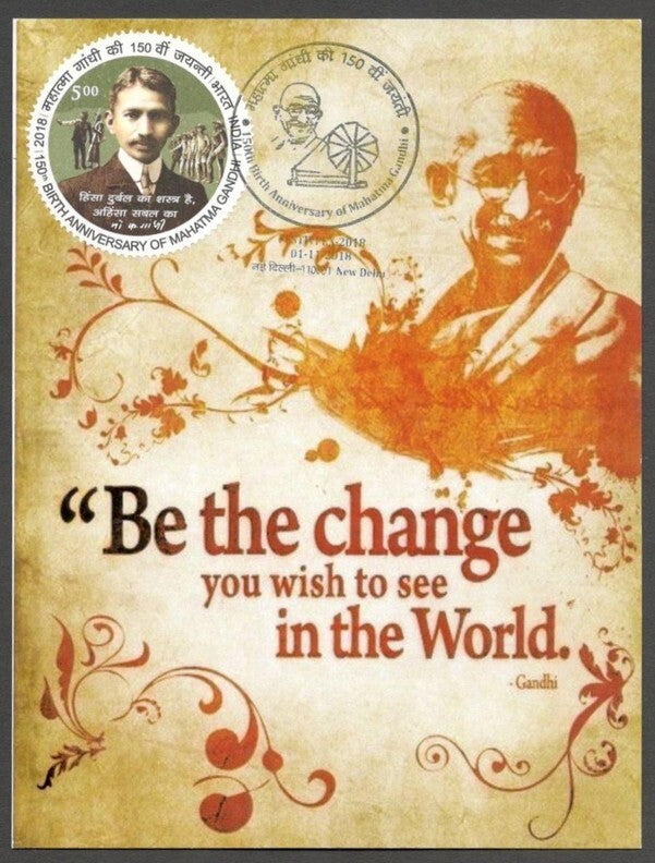 AOP India MAHATMA GANDHI 150th Birth Anniversary Year slogan on Special card