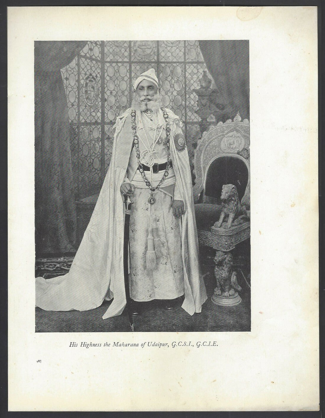 India 1912 2 sided book plate 1911 Coronation Durbar  HH THE MAHARANA OF UDAIPUR