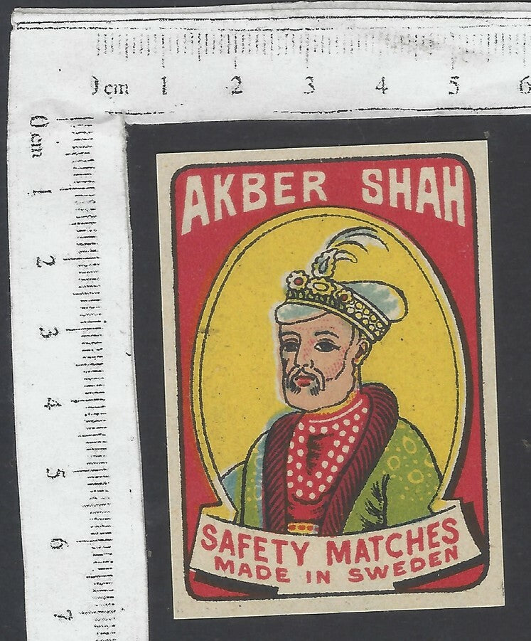 AOP India vintage matchbox label AKBER SHAH