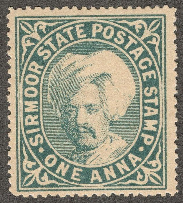 (AOP) India SIRMOOR State 1885-96 1a grey blue MNH. SG 8c