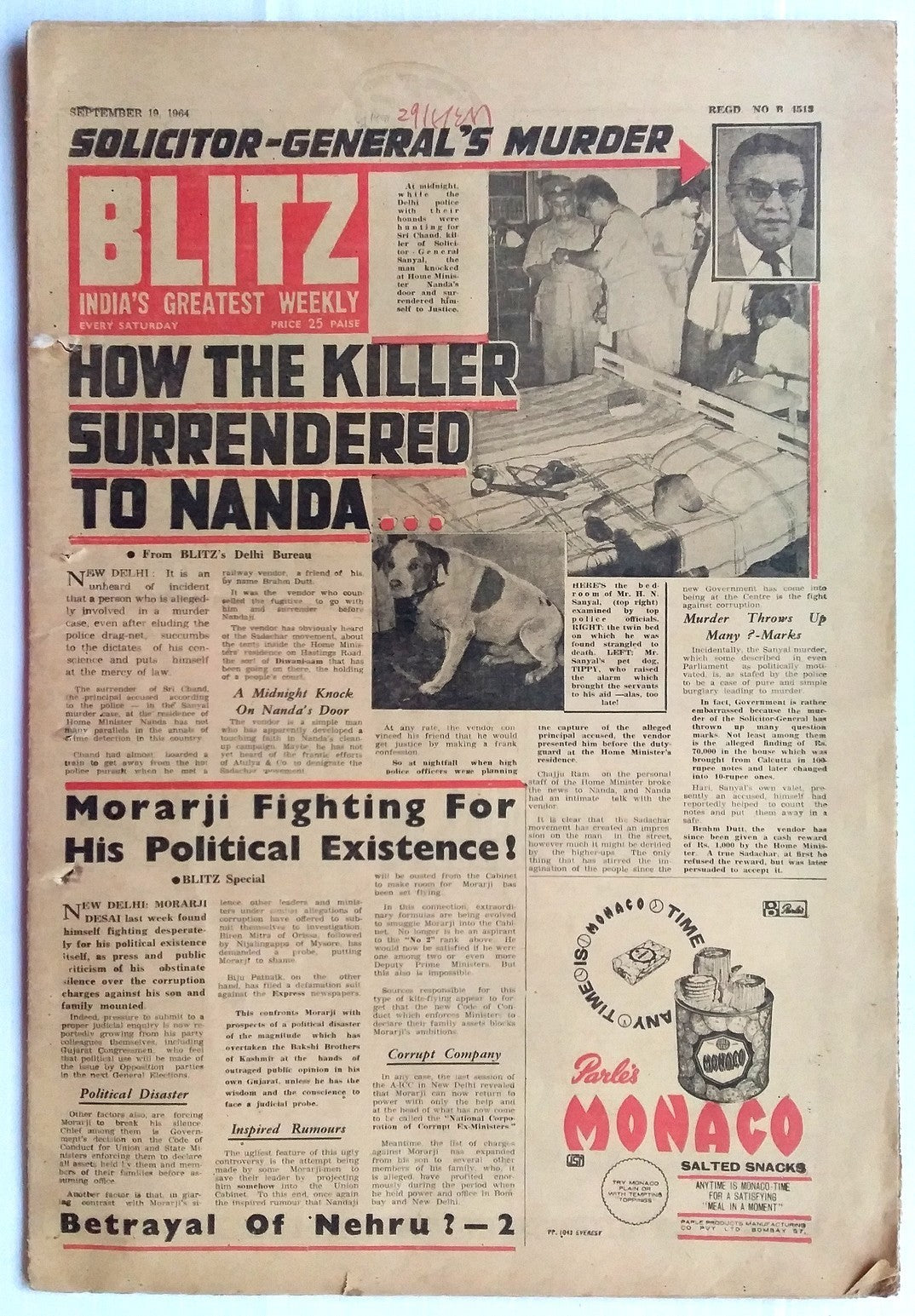India Blitz September 1964 HOW THE KILLER SURRENDERED