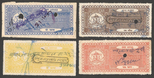 (AOP) India BUNDI State perforated Court Fee stamps