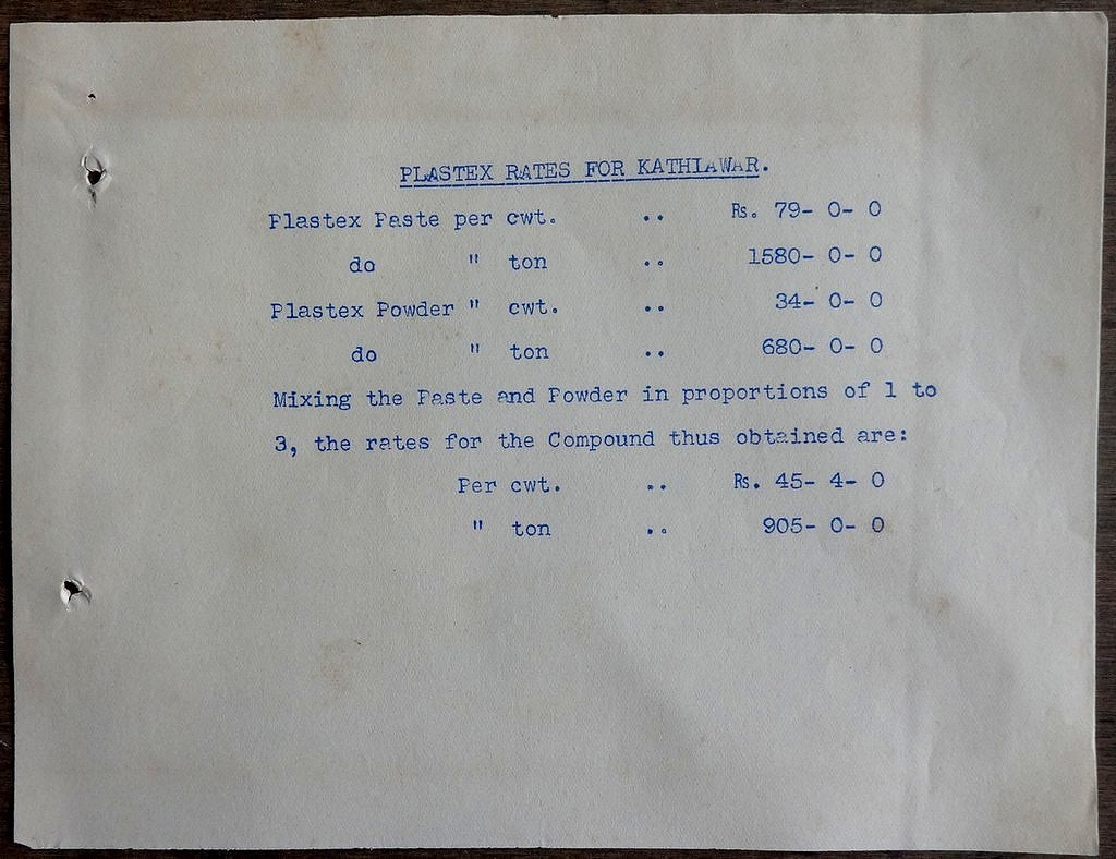 India 1939 PLASTEX RUBBER CEMENT advertisement folder & price lists
