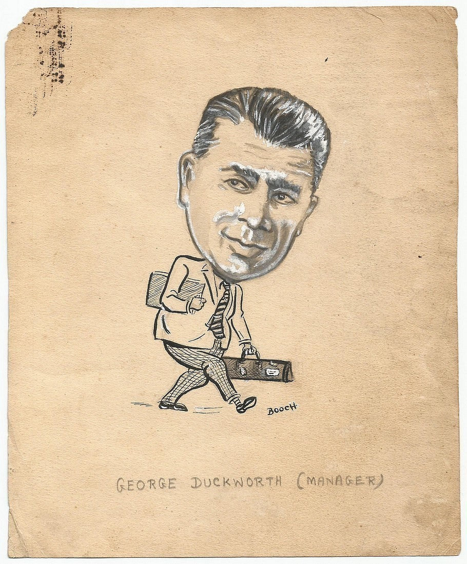 Cricket England George Duckworth 1949 sketch by cartoonist R Booch India Ӝ