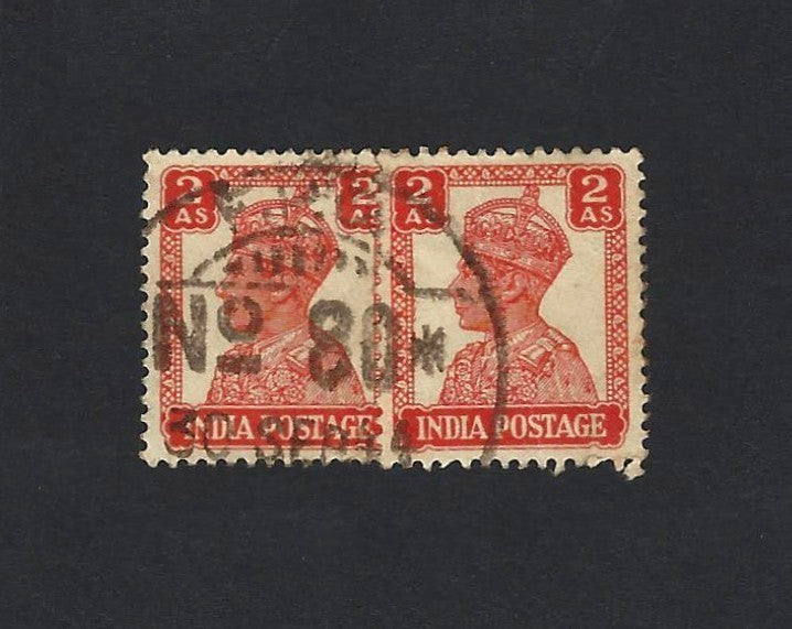 India KGVI 2as x 2 canc FPO 80* Kondsalle Ceylon
