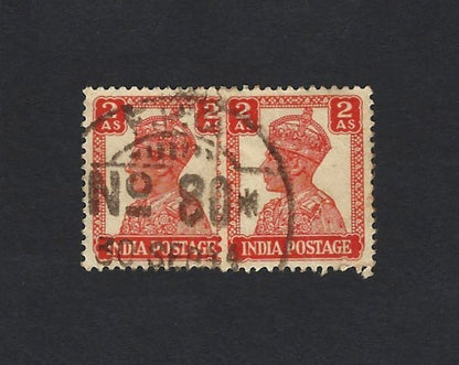India KGVI 2as x 2 canc FPO 80* Kondsalle Ceylon