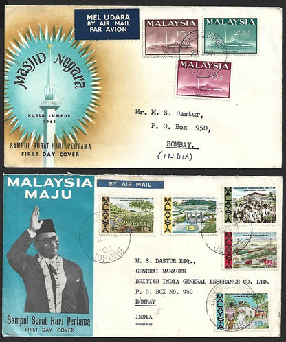 (AOP) Malaysia 1965-66 FDCs to India (3)