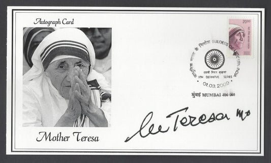 AOP India 2009 First Day card MOTHER TERESA with facsimile signature