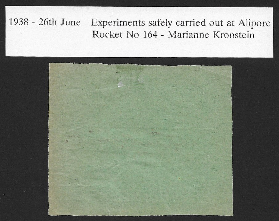1938 rocket India label MARIANNE KRONSTEIN No. 164 tete-beche pair signed