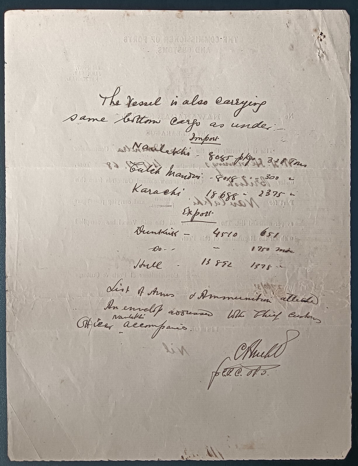 India Navlakhi Port, Morvi 1932 outgoing ship Port Clearance S.S. MUNDRA