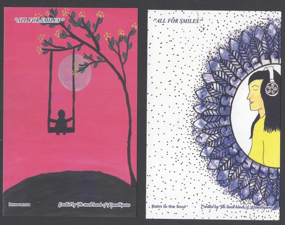 India ALL FOR SMILES Kamathipura Child Art Postcard Pack with 10 postcards 2022