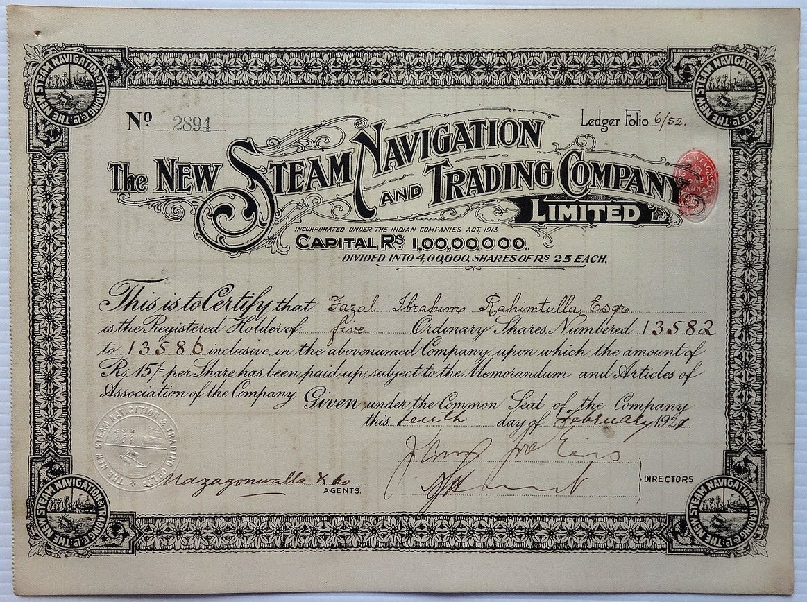 India 1921 The New Steam Navigation & Trading Company zaz