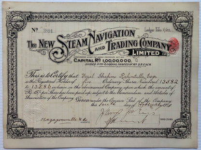 India 1921 The New Steam Navigation & Trading Company zaz