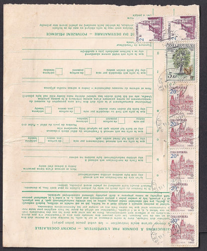 Ceska 1993-95 20kc x 15 on prcecl card to India