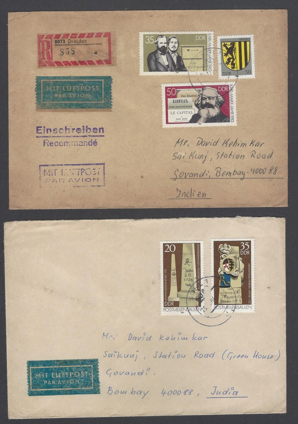 AOP Germany East DDR covers to India (9)