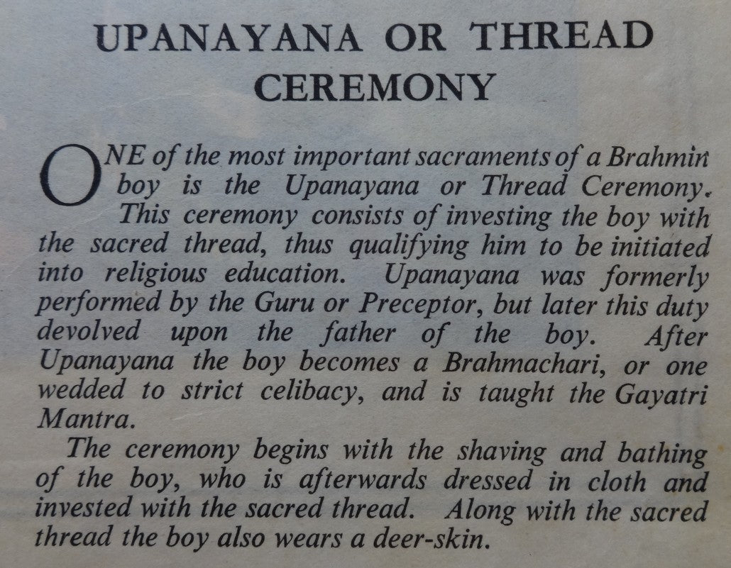 India Upanayana or Thread Ceremony vintage Print 16cm x 23cm