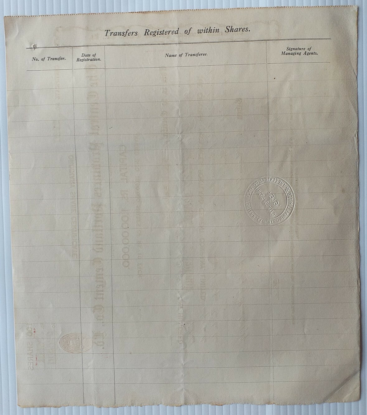 India THE CENTRAL PROVINCES PORTLAND CEMENT 1919 share certificate Ӝ zaz