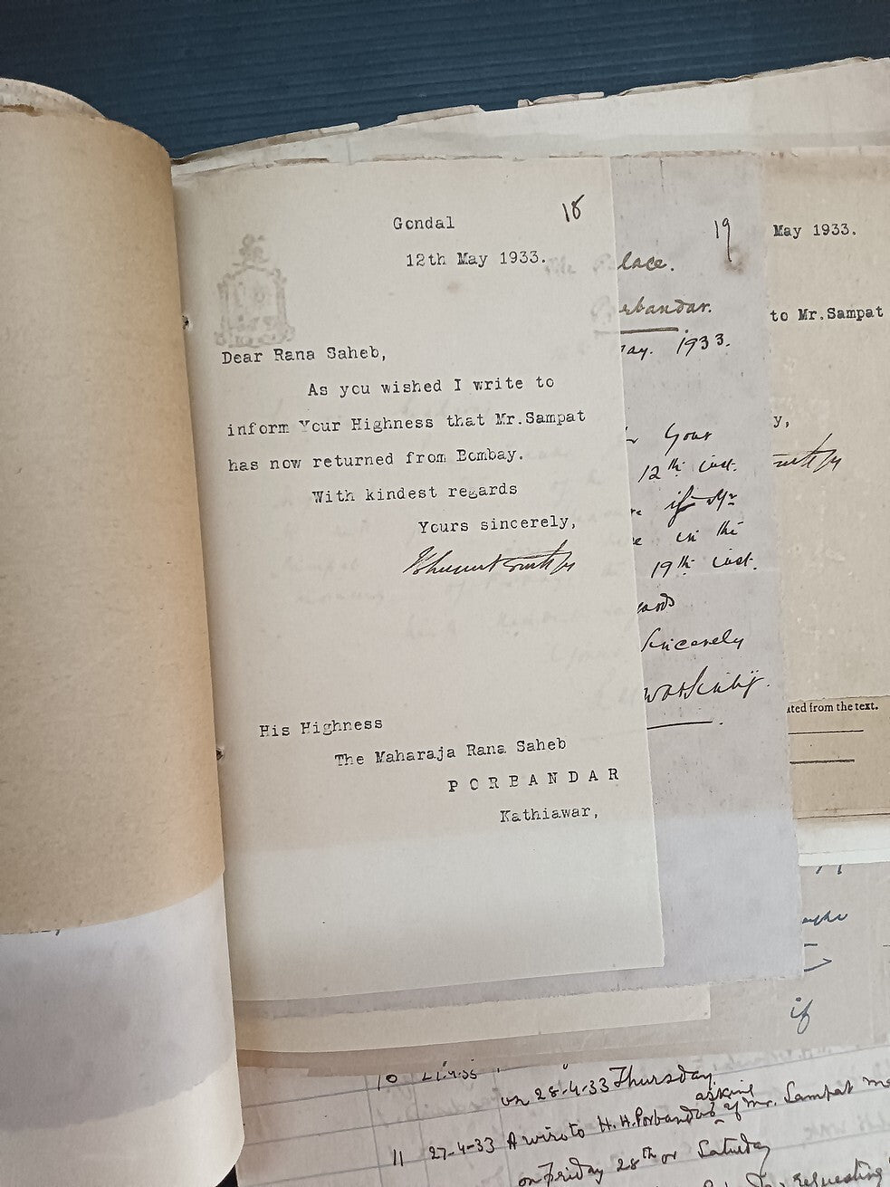 India 1933 Gondal Porbandar Dispute correspondence incl. 20 signed by Maharajas